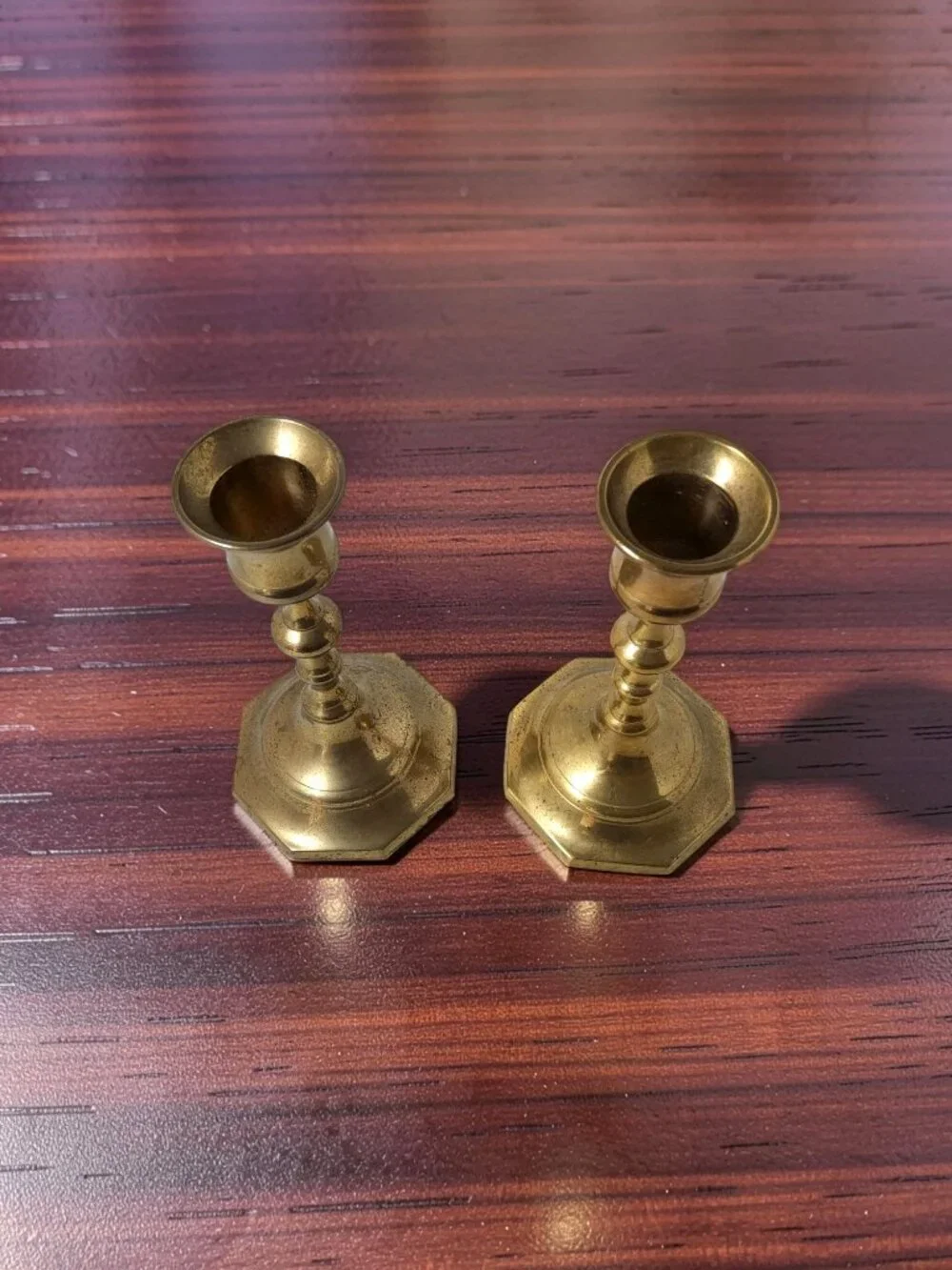 Pair Of 2 Vintage Solid Brass Taper Candlestick Holders Made In India